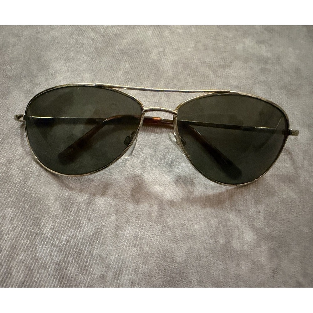 Avery Men's Aviator Sunglasses Gold Metal Frame Green Tinted Glass Lenses